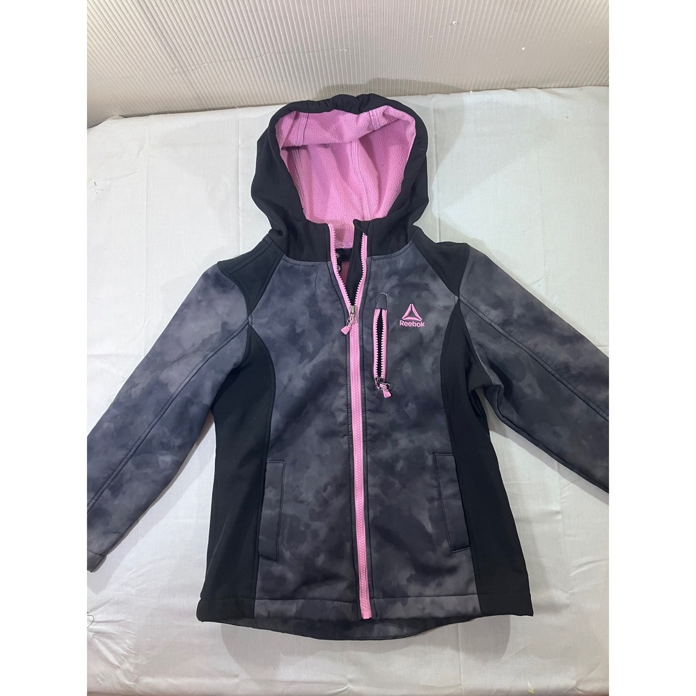 Reebok‎ Girls' Softshell Jacket Size 6/6x Gray Pink Zip Up Active Coat